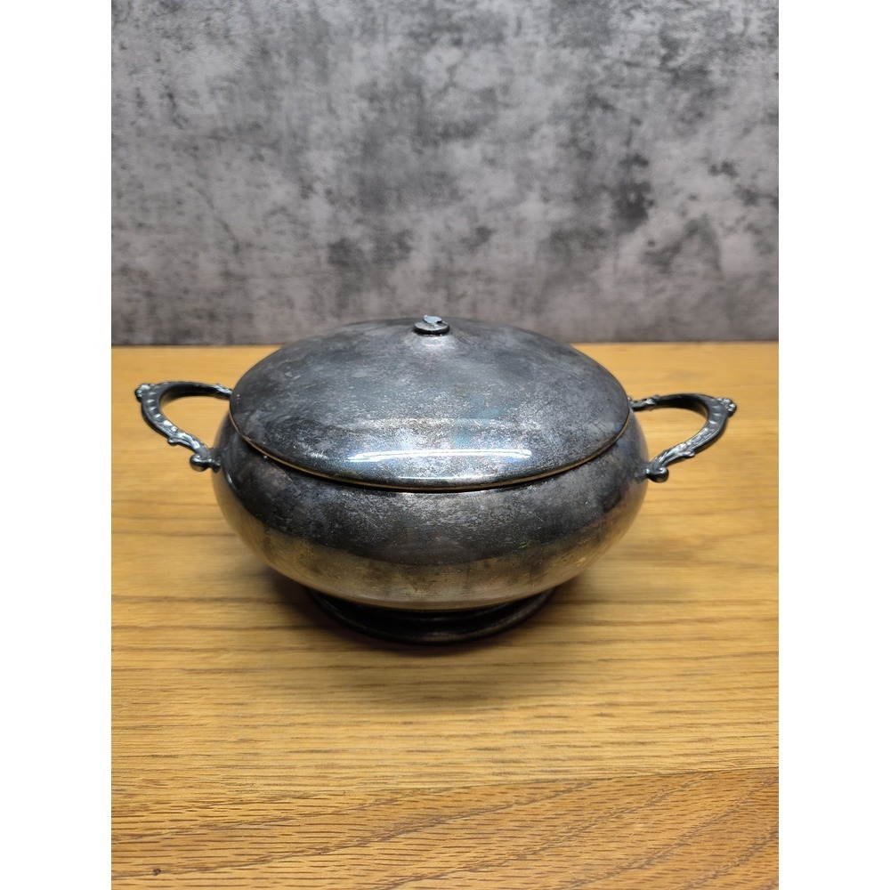 Wallace Silver Plate Covered Round Bowl‎ Dish C 9864 Antique Silverplate